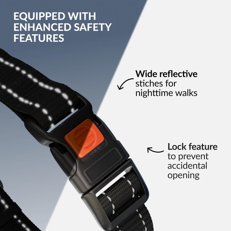 CollarDirect Martingale Dog Collar with Stainless Steel Chain and Quick Release Buckle - Reflective Collar for Large, Medium, Small Dogs - Black, Large (Neck Size 17"-22") - Image 3